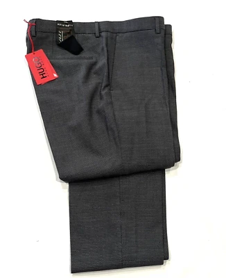 Hugo Boss men's Flex Wool Grey Pin Dot Slim Fit Suit Pants - size 36R -rt $198