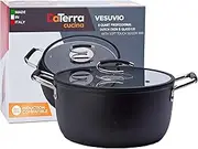 Professional 8 Quart Nonstick Dutch Oven with Glass Lid | Italian Made Ceramic Coated Oven Safe Stock Pot for Bread Baking, Stews, Casseroles and More by DaTerra Cucina