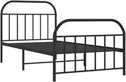 vidaXL Single Steel Bed Frame with Headboard, Footboard and Under-Bed Storage Space, Black, Sturdy and Robust