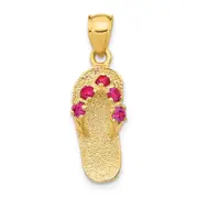 14k Yellow Gold 3D July/CZ Birthstone Flip Flop Pendant
