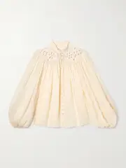 [Zimmermann] Zimmermann - Coco Broderie Anglaise-trimmed Ramie Blouse - Cream - 3 3 Cream