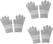 [WOFASHPURET] 3 Pairs Thick Winter Gloves Touchscreen Full Finger Warm Knitted Cycling Gloves for Cold Weather