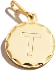 [Alex and Ani] Initial T Charm, T, 14KT Gold over .925 Sterling Silver, Gold T, Charm Size 0.51 inch Width by 0.51 inch Height, One Size, Brass, No Gemstone