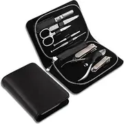 Manicure set,Nail kit manicure set,Nail care kit, Professional Nail Clipper Kit Manicure Kit, 8 Pcs Stainless Steel Nail Care Kit Pedicure Grooming Kit, With Leather Travel Case Nail Clipper Kit,Gris(
