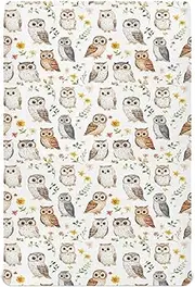 Crib Fitted Sheet for Baby Girls and Boys Soft Breathable Comfortable Baby Sheet Set for Standard Size Crib Mattress 52x28in Cartoon Cute Owl
