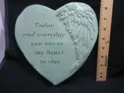 Concrete Stone Memorial Heart Remembrance of Loved Person or Pet Hand Poured