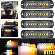 8x 10LED Car Truck Quality Beacon Warning Hazard Flash Strobe Light Amber/Whit