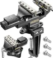 Dual-Purpose Bench Vise 3.3”, 360° Swivel Clamp-on Table Vise with Heavy Duty...