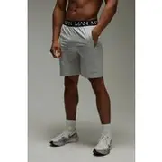 Mens Light Grey Man Active Gym Zip Pocket Regular Fit 5inch Shorts