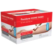 SHORT DATED AERO POVIDONE IODINE 10% SWABS 60x30MM BOX OF X 100 SWABS EXP 09/25