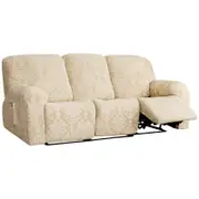 Stretch Recliner Sofa Cover Jacquard Reclining Cover with Side Pocket for 1/2/3 Seater, Beige