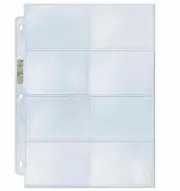 (100) Ultra Pro 8-Pocket Card Sheets Album Pages 2.75 x 3.5 Horizontal Pockets