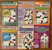 Lot of 6 Dell Penny Press Crossword Puzzle Books Pocket Good Time Fun Solve D17