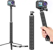 TELESIN Selfie Stick Tripod, 35.5'' Carbon Fiber Waterproof Extension Pole Monopod for Max Hero 13 12 11 10 9 8 7 6 5, DJI Action 3 4 5, DJI Pocket 3, Insta360 X3 GO3 Ace Pro Accessories
