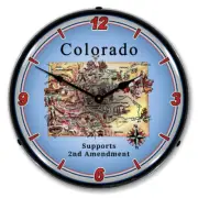 Colorado Supports the 2nd Amendment, Lighted Backlit LED Clock Free Shipping