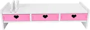 Cute Desk Organizer with Drawers Monitor Riser Stand Storage (3 Drawers)
