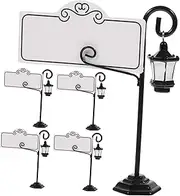 OFFSCH 5pcs Business Card Holder Photo Stand Menu Clips Photo Holder Stand Message Clips Streetlight Shape Holders Mini Lamppost Lamps Name Stand Seat Card Picture Resin and Iron Wire