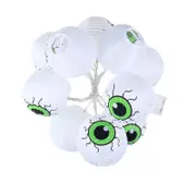 10LED Halloween Paper Lantern Glowing Eyeball Handheld Lantern Ghost Festival Scene Arrangement Decorative Light String Warm White