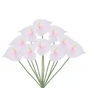 10Pcs 13" Artificial Anthurium Lily Flowers Floral Bouquet Decor, Pink White