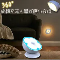 在飛比找PChome24h購物優惠-360度旋轉充電人體感應小夜燈