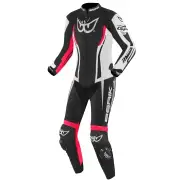 Monza Ladies Black White Pink One Piece Motorcycle Suit