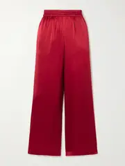 [Skin] Skin - Happiness Silk-satin Wide-leg Pajama Pants - Red - 3 3 Red