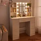 Dressing Table with LED Lights Mirror Sliding 7 Drawers Vanity Makeup Desk Set