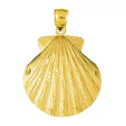 14K Gold Scallop Shell Pendant