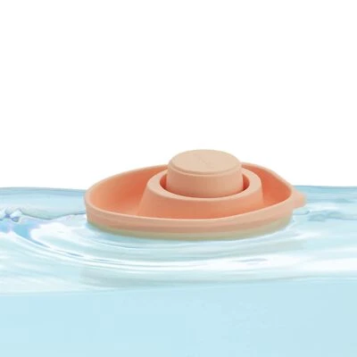 PlanToys Rubber Convertible Boat Bath Time and Water Play Pastel Orange 5807