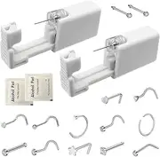 [SLVIEKAE] 18 Pcs Disposable Nose Piercing Kit with L Shaped Stud, plastics, crystal