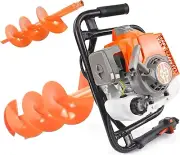 72CC Post Hole Digger Earth Digger Gas Powered Post Hole Digger Auger w/6" 10"
