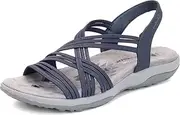 [Skechers] REGGAE SLIM - SIMPLY STRETCH - Strappy Gore Open Toe Sling Back Sandal
