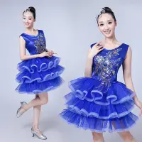 在飛比找蝦皮購物優惠-2023現代舞服裝舞台表演服女廣場舞時尚亮片短裙蓬蓬裙春20