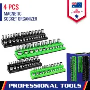 4Piece Magnetic Socket Organizer Tray SAE Metric Socket Holder Tray Drive Socket