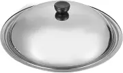 Alipis 34cm Stainless Steel Cooking Pot Lid - Universal Anti-Scald Thicken Cover for Frying Pans, Woks, and Cookware - Silver