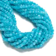 Blue Amazonite Dyed Jade Faceted Cube Beads Size 5-6mm 15.5'' Strand