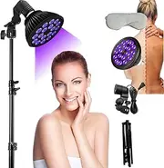 Tanning Lamp with Eye Mask & Tripod, 18pcs LEDs 395nm Home Sunbathing Self Tanning Device, 54W Purple Light Floor Lamp for Body and Face, All Year Bronze