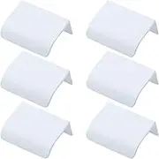 6PCS Finger Pull Hidden Drawer Handle Finger Edge Pull Concealed Tab Pulls Aluminum Alloy for Kitchen Garage Cabinet Drawers(White, 50mm)