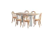 Oikiture 160cm Extendable Dining Table with 6PCS Dining Chairs Natural