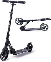 Aero Big Wheel Scooters for Kids Ages 8-12, Teens and Adults. Manual Kick Scooter for Boys and Girls, with Hand Brake, Rubber Mat, Shock Absorption, Foldable and Height Adjustable