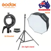 GODOX 80cm 32" Octagon Umbrella Softbox+2m Light Stand+S2 Bracket For Speedlite
