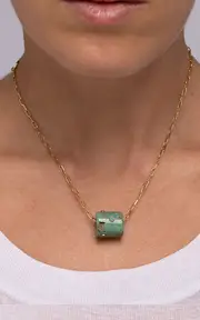[Bleecker & Prince] Green Snow 14K Yellow Gold Globe Turquoise Pendent
