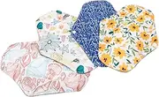FOMIYES Sanitary Pad Set 4 Pack Reusable Menstrual Pads Bamboo Cotton Large Wings Washable Breathable