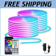 100ft APP Controlled RGB Neon LED Strip Lights - 24V Waterproof Flexibility