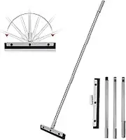 DrDirt Floor Squeegee - 45inch Stainless Steel Handle, Adjustable Head Direction, 14inch Replaceable Foam Rubber Blade - Fit for Bathroom, Kitchen, Pet Hair, Dust, Oily Floors Narrow Spaces Cleaning