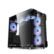 LVPATECH PC Gaming Computer Case Tempered Glass ATX Tower with 3 RGB fans