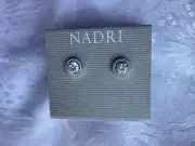 *NADRI*PLATED*RHODIUM*ROUND*CUBIC*ZIRCONIA*HALO*STUD*EARRINGS*
