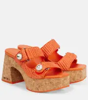 [Jimmy Choo] Jimmy Choo Fayence 95 raffia platform mules AU 8 orange