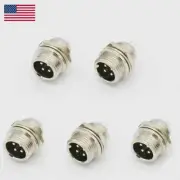 5 PCS 4 PIN MALE PANEL MOUNT MIKE MICROPHONE CONNECTOR JACK