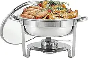 Round Buffet Hot Pot Set, Stainless Steel Food Warmer, 3.5L 5L Large Capacity, PartyWedding Banquet Event Food Warmer, with Clear Glass Lid